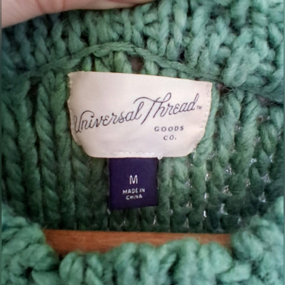 Cropped And Chunky Wool Blend Sweater From Universal Thread In Green Size M - Picture 2 of 6